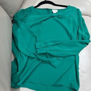 J. Crew Green Asymmetrical Blouse with Relaxed Fit